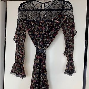 Black floral long sleeve dress